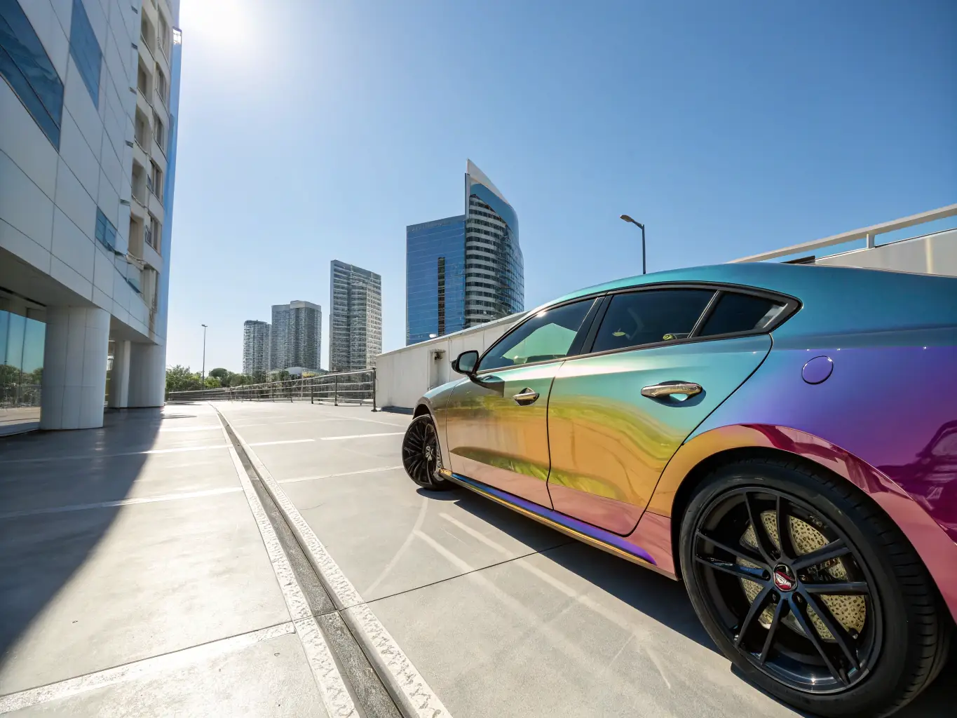 A digitally enhanced image showcasing a car's exterior with a protective layer, emphasizing the resistance to scratches and environmental factors provided by FormulationAnalysis.